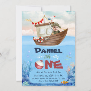 O-fish-ally One Fishing 1st Birthday Invitation