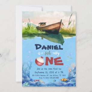 O-fish-ally One Fishing 1st Birthday Invitation