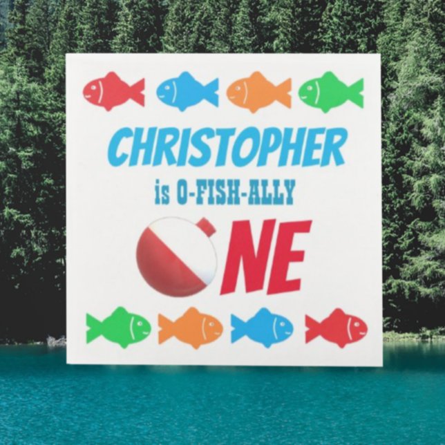 O-Fish-Ally One Fishing 1st Birthday Napkin (Creator Uploaded)