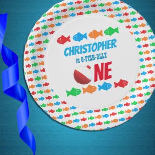 O-Fish-Ally One Fishing 1st Birthday Paper Plate