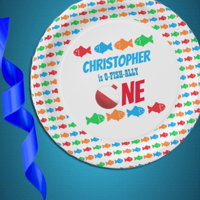 O-Fish-Ally One Fishing 1st Birthday Paper Plate (Creator Uploaded)