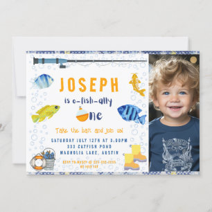 O Fish Ally One Fishing 1st Birthday Photo Invitation