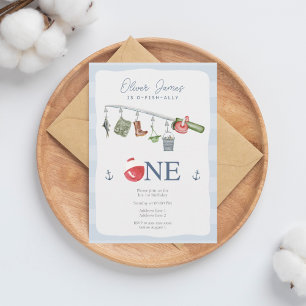 O-fish-ally one fishing 1st boy birthday invitation