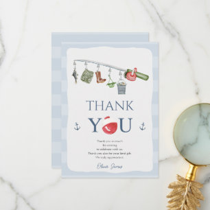 O-fish-ally one fishing 1st boy birthday thank you card