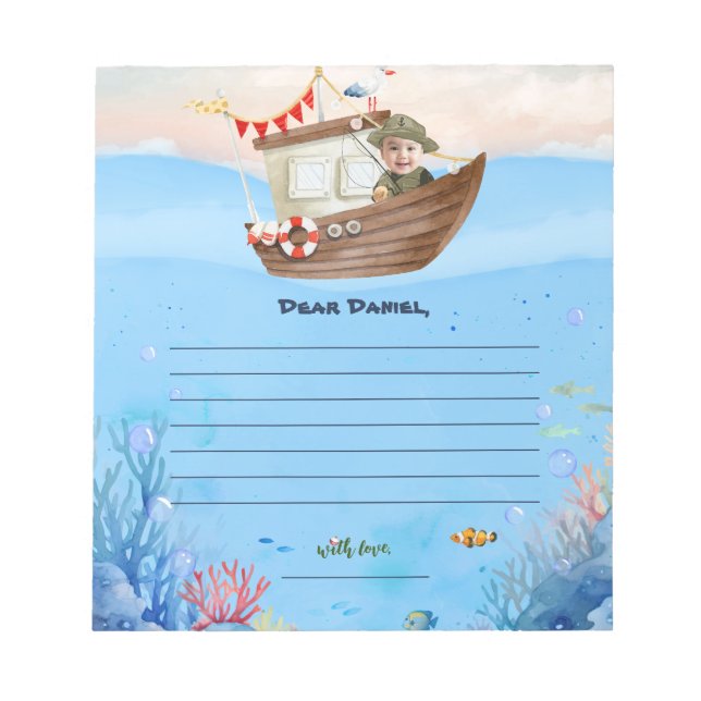 O-fish-ally One Fishing Birthday Time Capsule Card Notepad (Front)
