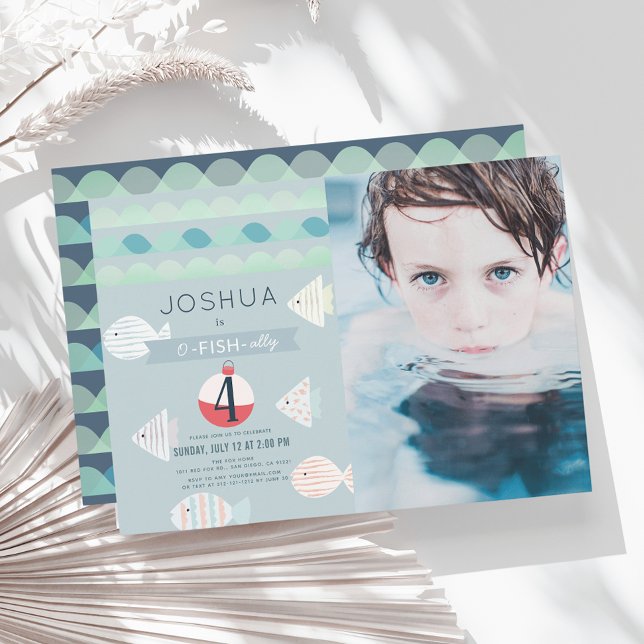 O-fish-ally One Fishing Boy Birthday Photo Invitation (Creator Uploaded)