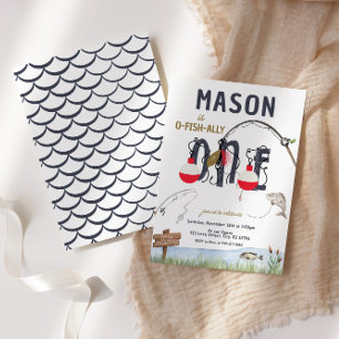 O-Fish-ally One Fishing first Birthday Invitation