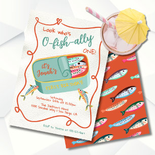O-fish-ally One Funky Sardine Birthday Party Invitation