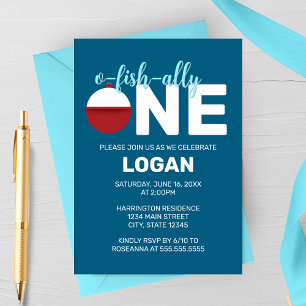 O-Fish-ally One Minimalist Birthday Party Invitation