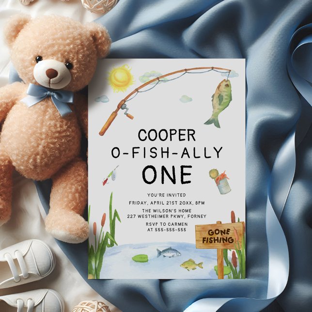 O-Fish-Ally One Rustic Fishing 1st Birthday Invitation (Creator Uploaded)
