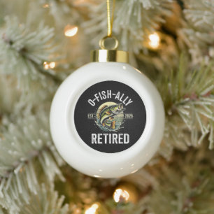 O-Fish-Ally Retired 2026 Fisherman Fishing Ceramic Ball Christmas Ornament