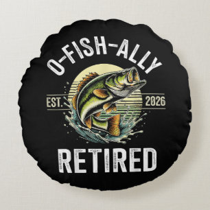 O-Fish-Ally Retired 2026 Fisherman Fishing Round Cushion