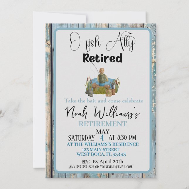 O-Fish-ally Retired Funny Fisherman Retirement Invitation (Front)