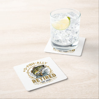 O Fish Ally Retired Since 2026 Fishing Retirement Square Paper Coaster