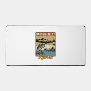 O-Fish-Ally Retired Vintage Fishing Shirt Design_1 Desk Mat