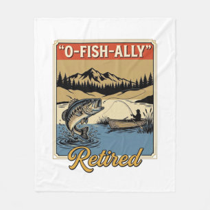 O-Fish-Ally Retired Vintage Fishing Shirt Design_1 Fleece Blanket