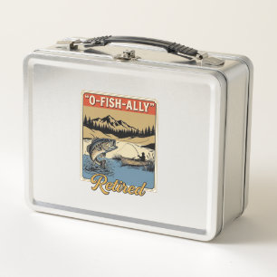 O-Fish-Ally Retired Vintage Fishing Shirt Design_1 Metal Lunch Box