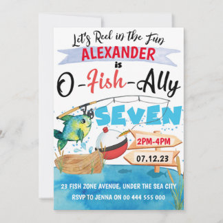 O-Fish-Ally Seven Fishing 7th Birthday Boy Invitation