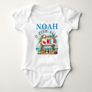 O-Fish-Ally The Big One Fishing Birthday Baby Bodysuit