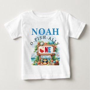 O-Fish-Ally The Big One Fishing Birthday Baby T-Shirt