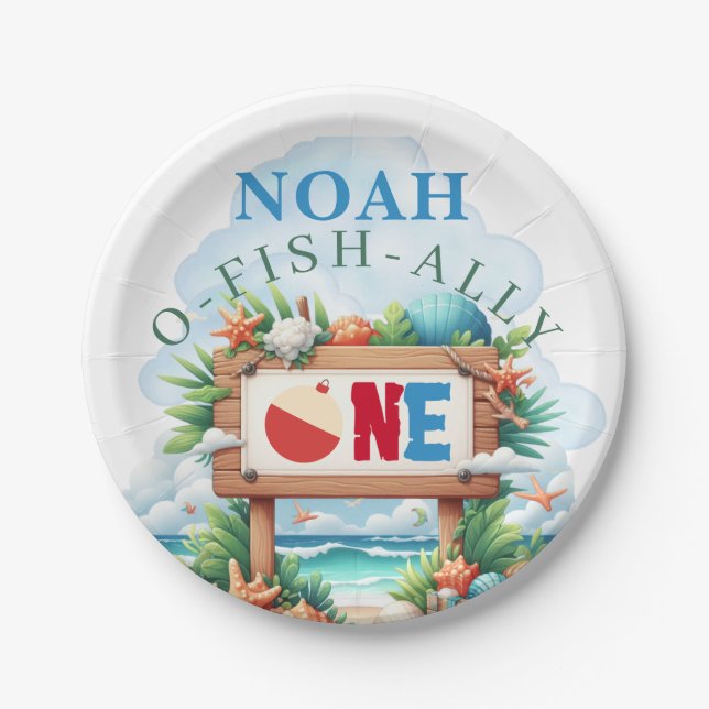 O-Fish-Ally The Big One Fishing Birthday Paper Plate (Front)