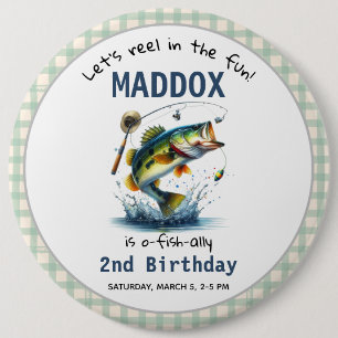 O-Fish-Ally Two Fishing 2nd Birthday 6 Cm Round Badge
