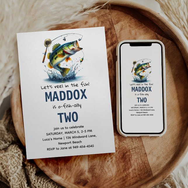 O-Fish-Ally Two Fishing 2nd Birthday Invitation (Creator Uploaded)