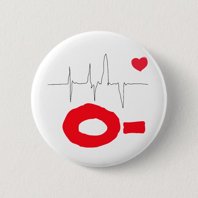 O- Funky Blood Type Heart Rate Button (Front)