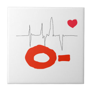 O- Funky Blood Type Heart Rate Ceramic Tile