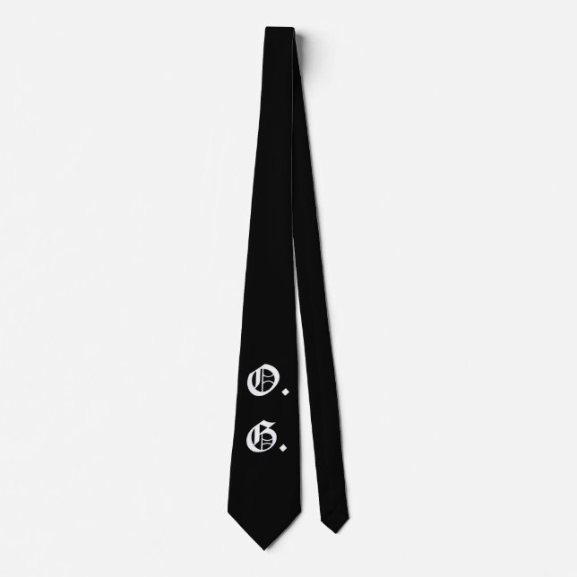 O.G. Gothic Print Original Gangster Black Tie (Front)
