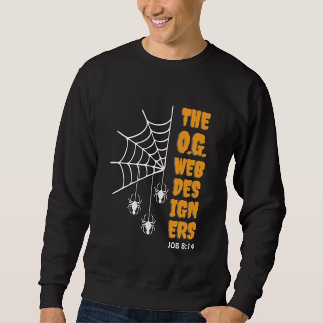 O.G. WEB DESIGNERS Spider Mens Christian Halloween Sweatshirt (Front)