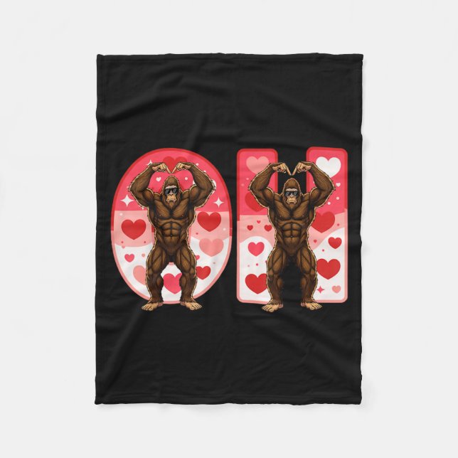 O-h Couples Matching Funny Bigfoot In Midwestern V Fleece Blanket (Front)