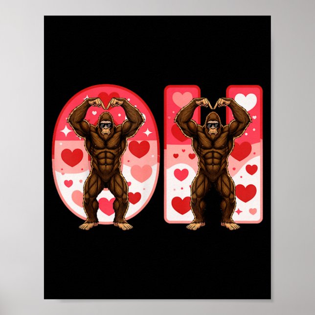 O-h Couples Matching Funny Bigfoot In Midwestern V Poster (Front)