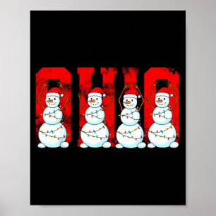 O-h-i-o Christmas Snowman Ohio Vintage And Midwest Poster