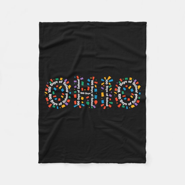 O-h-i-o Funny 100th Day Of School Ohio Midwestern  Fleece Blanket (Front)