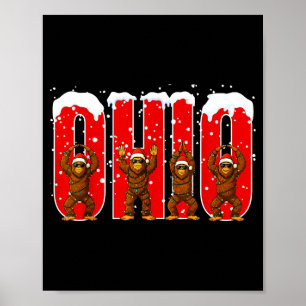 O-h-i-o Funny Bigfoot Ohio Vintage Xmas And Christ Poster