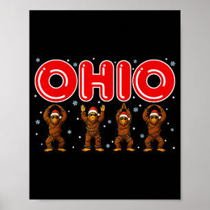 O-h-i-o Funny Bigfoot Ohio Vintage Xmas In Christm Poster