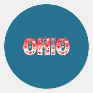 O-h-i-o Funny Skeletons Ohio In Midwestern Valenti Classic Round Sticker