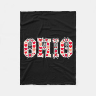 O-h-i-o Funny Skeletons Ohio In Midwestern Valenti Fleece Blanket