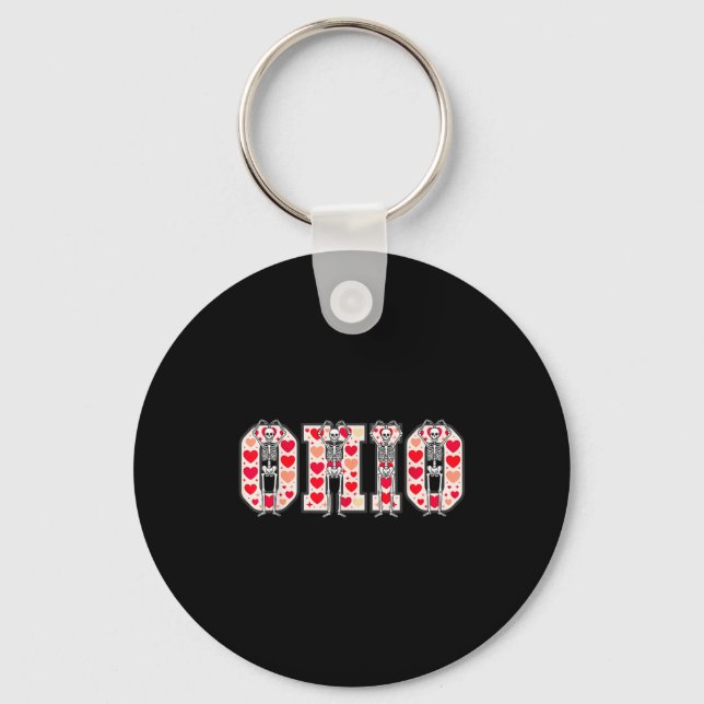 O-h-i-o Funny Skeletons Ohio In Midwestern Valenti Key Ring (Front)