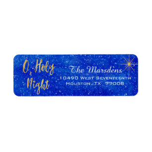 O Holy Night Blue and Gold Custom Return Address Label