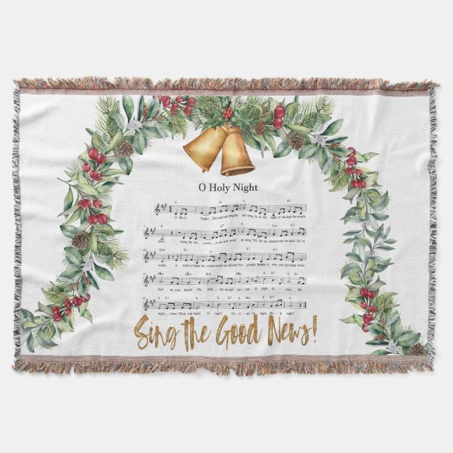 O HOLY NIGHT Christian Nativity Christmas Hymn  Throw Blanket (Front)