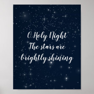 O Holy Night Christmas Lyrics Elegant Holiday Poster
