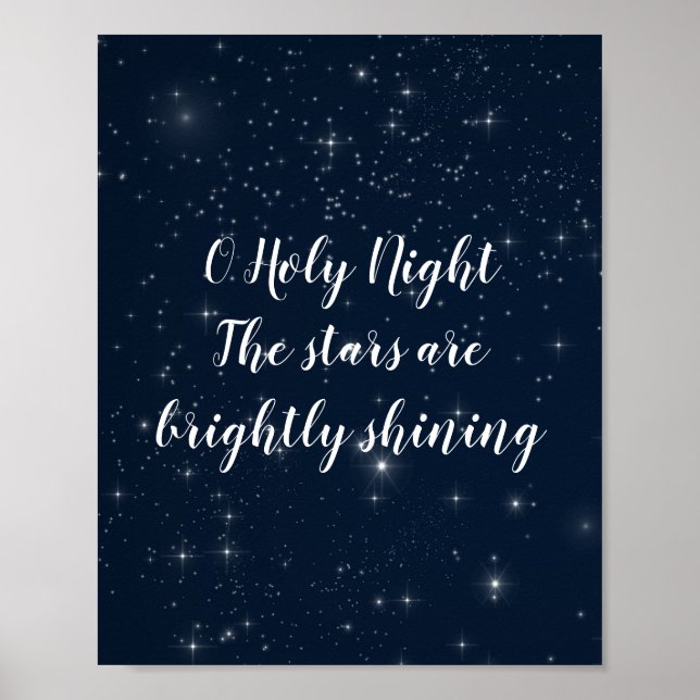 O Holy Night Christmas Lyrics Elegant Holiday Poster (Front)
