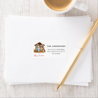 O Holy Night Christmas Nativity Scene Address Label