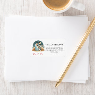 O Holy Night Christmas Nativity Scene Address Label