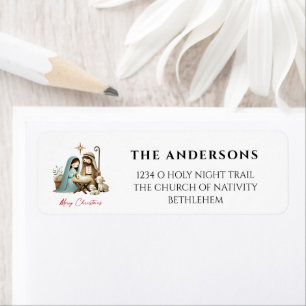 O Holy Night Christmas Nativity Scene Address Return Address Label