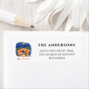 O Holy Night Christmas Nativity Scene Address Return Address Label