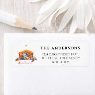 O Holy Night Christmas Nativity Scene Address Return Address Label