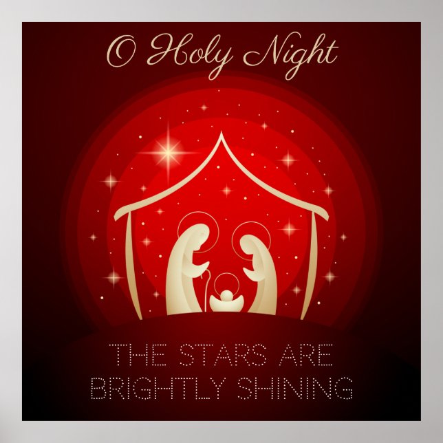 O Holy Night Christmas Song Nativity Red White Poster (Front)